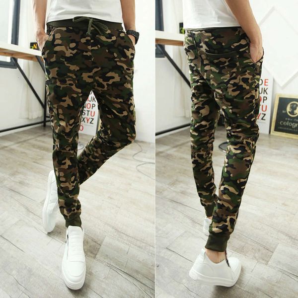

simple spring and autumn new men's fashion camouflage sports versatile leggings casual pants, Black