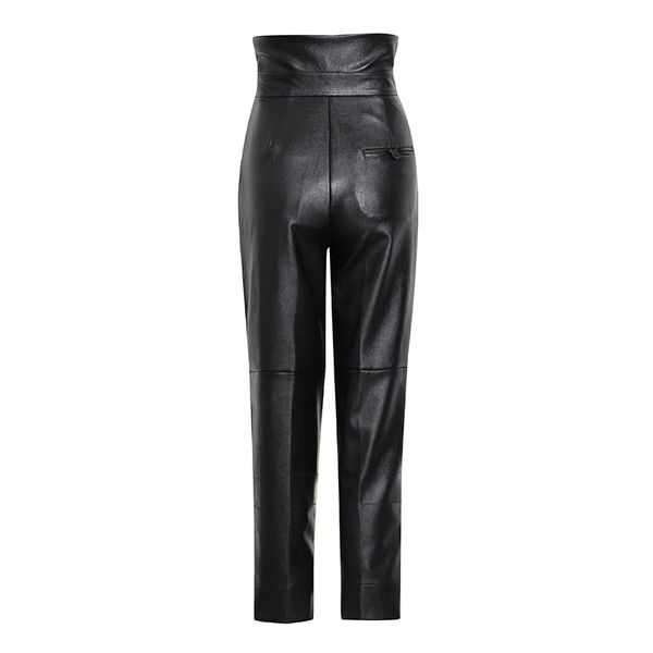 

high waist pu leather pants for women black solid minimalist harem pant female fashion new clothing 2021 autumn, Black;white