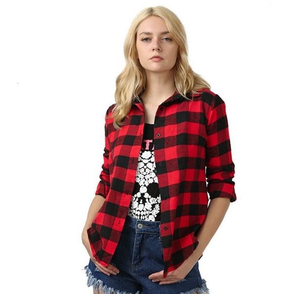 

2021 new casual blouses long sleeve lady work shirt print plaid shirts plus size womens and blouse turn down collar itnk, White