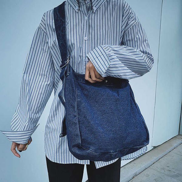 

2021 literature and art wash denim shoulder bag for female korean students