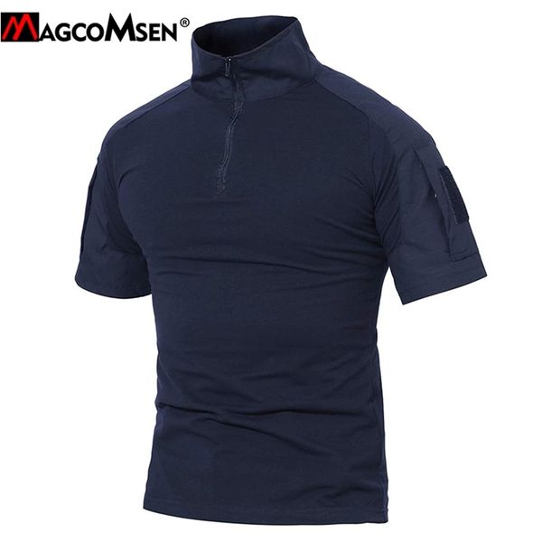 Magcomsen Yaz Kamuflaj Taktik T-shirt Erkekler ACU Kısa Kollu Ordu Askeri Asker Combat T Gömlek Swat Eğitim Tee Gömlek 210722