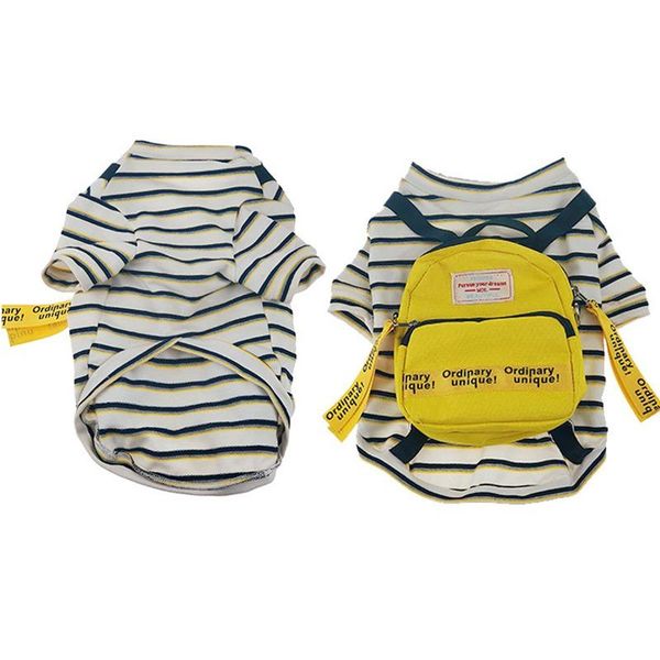 

dog apparel pet backpack casual fashionable canvas bag with breathable striped clothes for puppy chihuahua teddy sets
