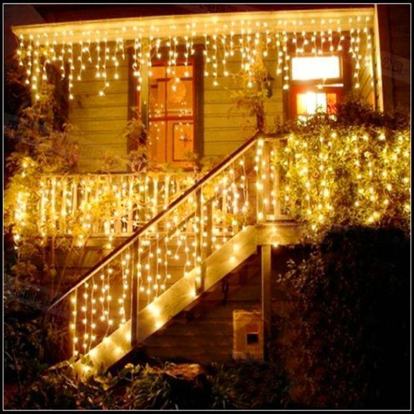 

strings outdoor 216 led 96leds curtain icicle string lights christmas garden decoration fairy indoor 5m 4m droop 0.4-0.6m 220v eu