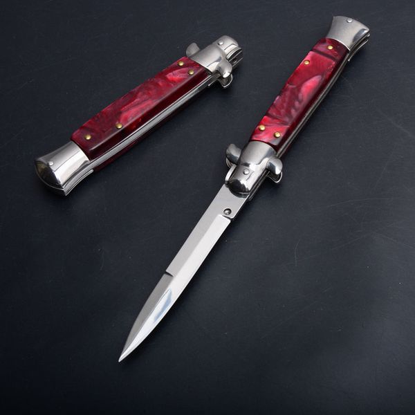 O 9 Polegada ACK Red Godfather Stiletto Mafia Horizontal Faca Dobrável Canivetes Automáticos Ferramentas EDC Auto