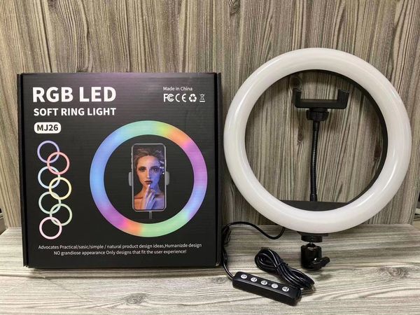 Anel de luz LED RGB de 13 polegadas com suporte para telefone 8 polegadas Anel de luz rgb de 10 polegadas USB Ringlight para estúdio de fotografia de vídeo Youtube Tiktok