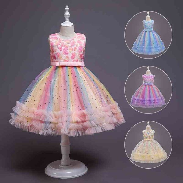 

girls 2021 new foreign summer children's princess dress little girls sleeveless dress, Red;yellow