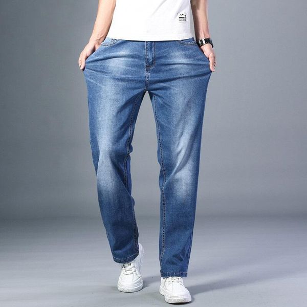 

men's jeans 7 colors available thin straight-leg loose 2021 summer classic style advanced stretch pants male brand, Blue