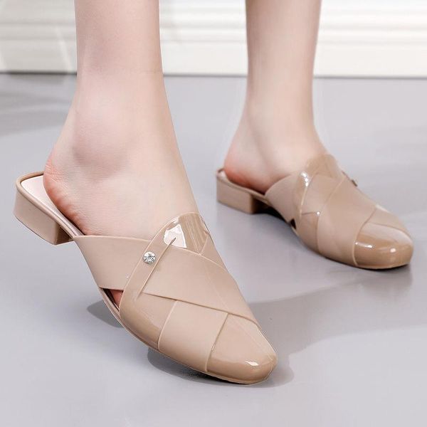 

sandals fashion slippers women's summer korean version joker casual thick heel baotou anti-slip soft bottom jelly sandals., Black