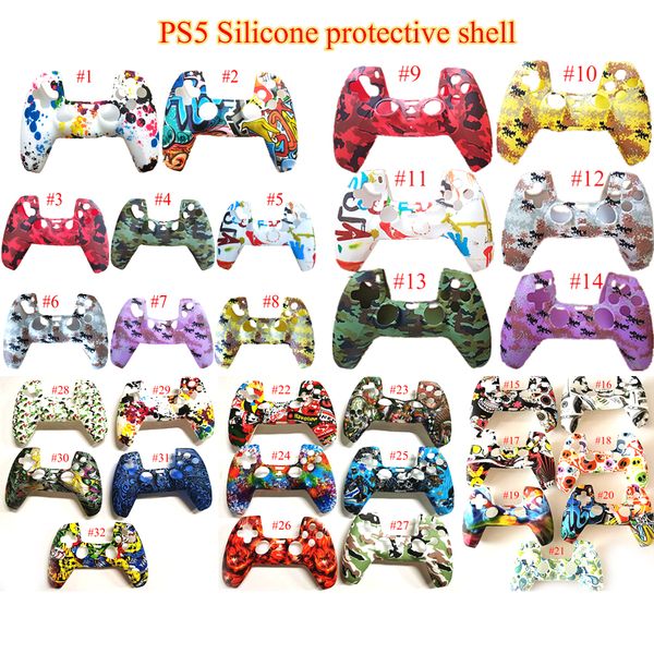 

new game controller skin soft gel silicone protective cover rubber grip case for ps5 playstation 32 color in stock