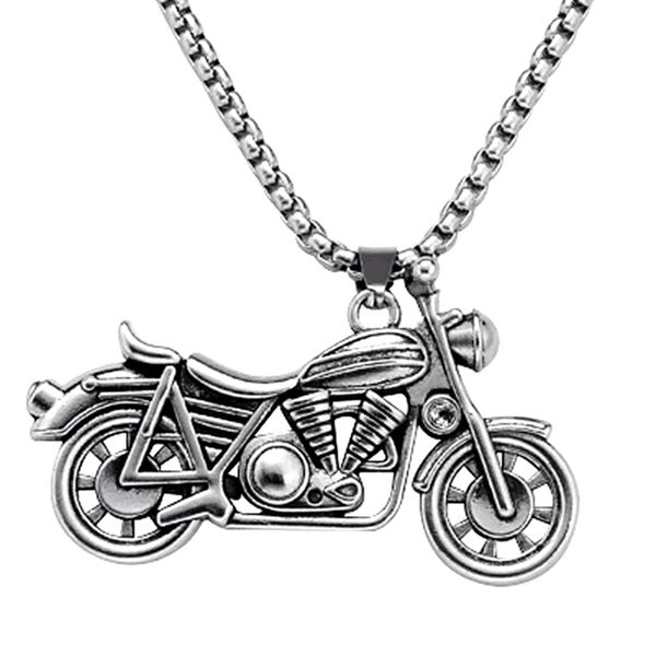 

men's ghost rider rock punk necklaces pendants fashion stainless steel motorcycle necklace men women acc067, Silver