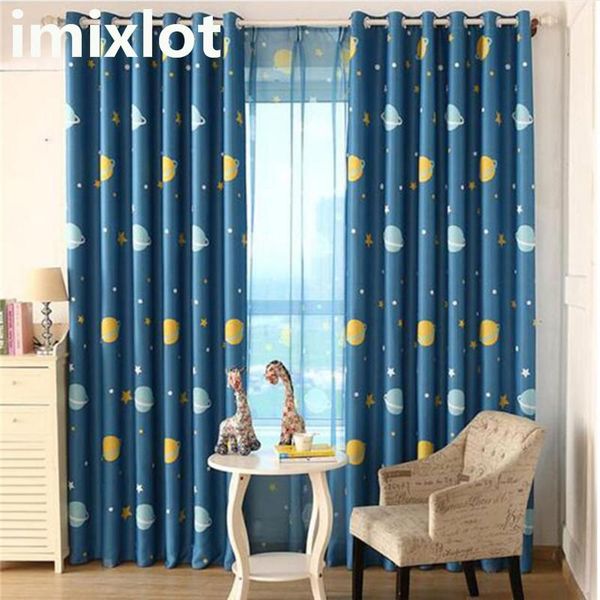 

blinds imixlot cartoon children's room panel blackout curtains blue planet print curtain kid's bedroom study window