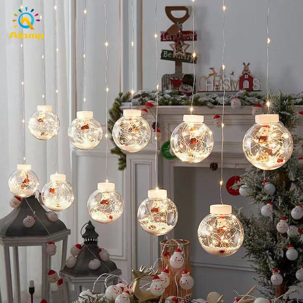 LED-Lichterkette, Wunschkugel, Weihnachtsvorhang-Lichter, 3 m, 10 LEDs, wasserdichter Kupferdraht, Außendekorationsschnüre