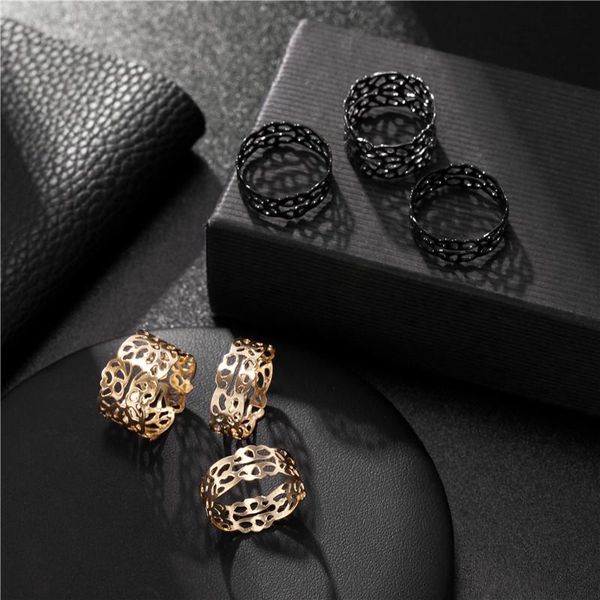 

wedding rings 3pcs/set bohemian beach retro geometry hollow flowers lace ring set women girl charm finger jewelry accessories, Slivery;golden