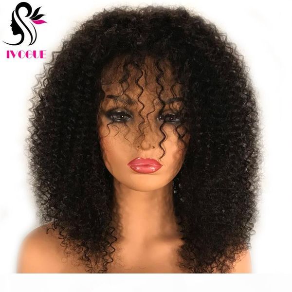

afro kinky curly full lace front wigs mongolian virgin human hair lace wigs for african american black women, Black;brown