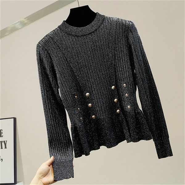 

flounce hem mesh woman 2021 new all-matching female short sweater lady pullovers all game jumpers 6ccz, White;black