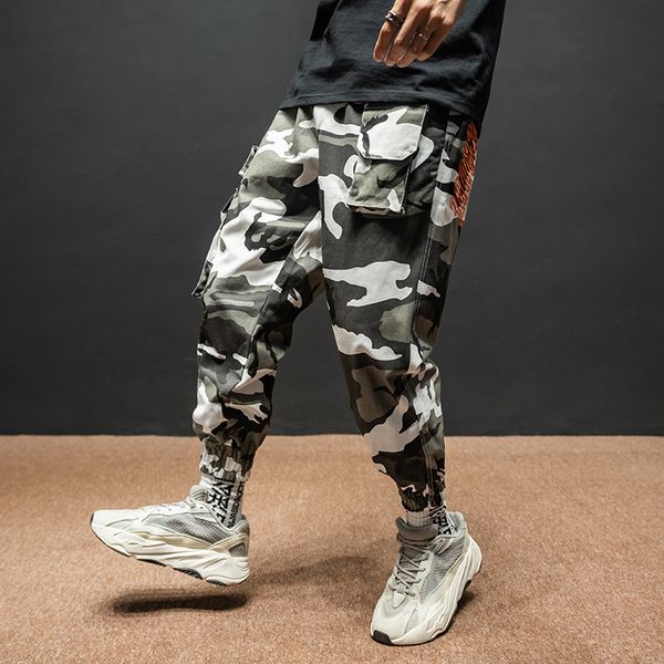 

mode streetwear joggers newly designed men embroidered multi pockets cargo pants loose fit harem 1z9f, Black