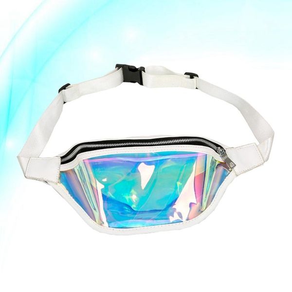 

outdoor bags shiny wasit bag fashion reflective chest sports travel (white)