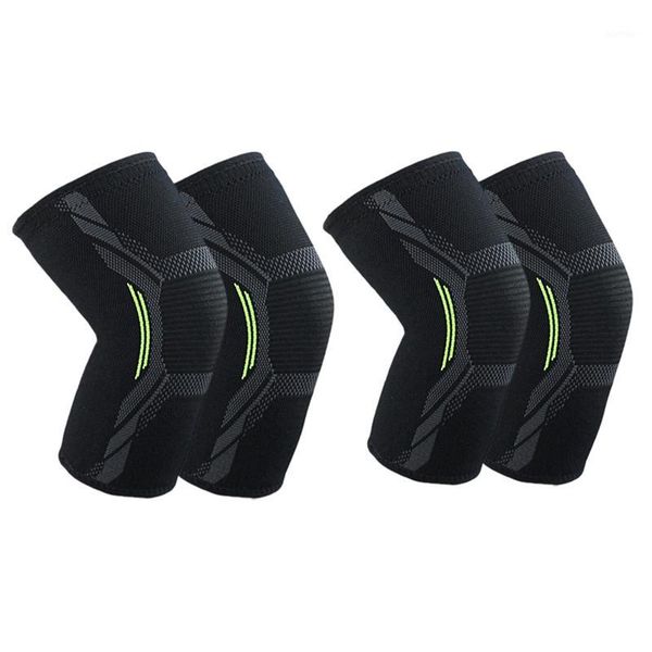 

elbow & knee pads 2 pcs breathable basketball football sports kneepad high elastic volleyball brace training protect l s1, Black;gray
