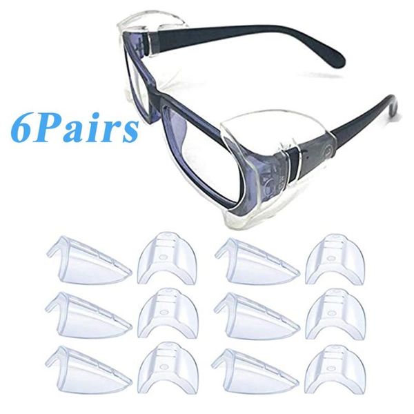 

fashion sunglasses frames 6 pairs safety eye glasses side shields slip clear flexible on shield fits eyeglasses universal tpu soft, Black
