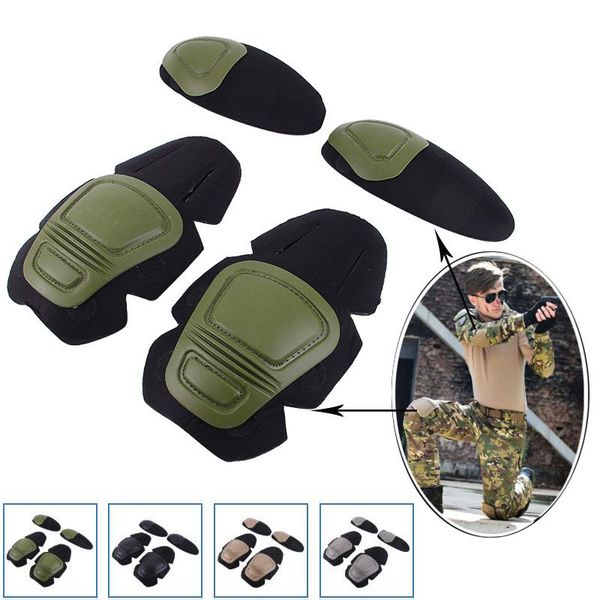 

elbow & knee pads military tactical support army kneepad frog suit interpolated protector war game combat cap, Black;gray