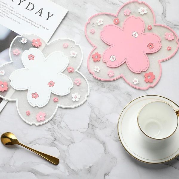 

mats & pads japan style cherry blossom heat insulation table mat family office anti-skid tea cup milk mug coffee pot/bowl pad