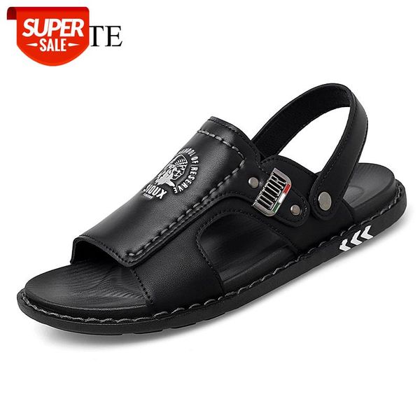 

new sandals men outdoor sandals beach comfortable fashion mens summer breathable rubber flip flops shoes 2020 chaussure homme #m43p, Black