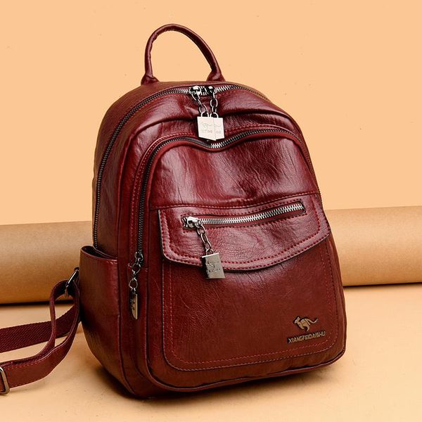 

backpack women's fashion and elegant bag soft leather solid zipper comfortable for ladies designer travel
