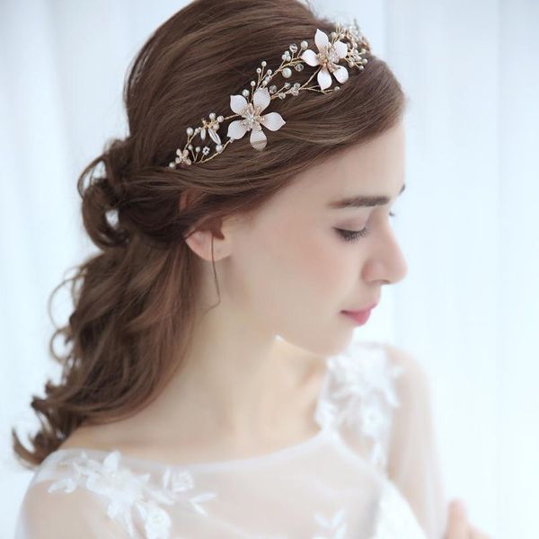 

trendy wedding headband tiara pearl flower hair vine bridal headpiece gold handmade bride hair jewelry wedding hair acc qylqmn, Silver