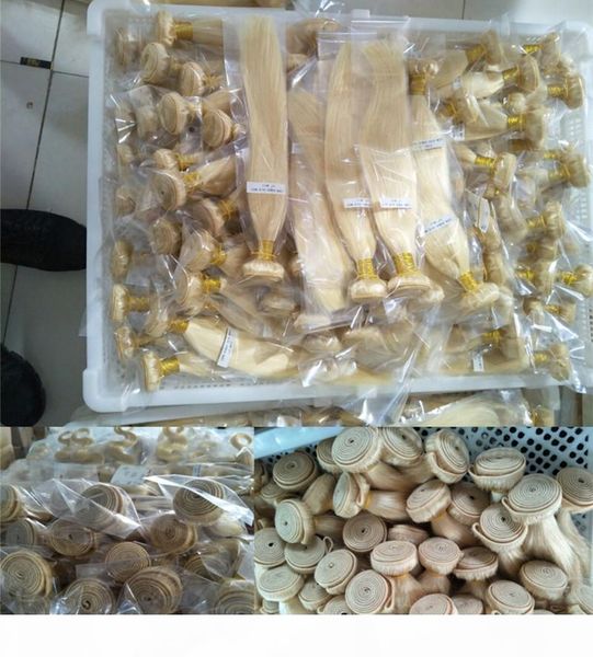 

color 613 blonde brazilian human hair weave 2 bundles 200gram ing, Black