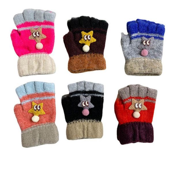 

children fingerless gloves fashion knit baby boys kids accessories knitted warm and girls cartoon half-fingered student 0-3y b9083, White