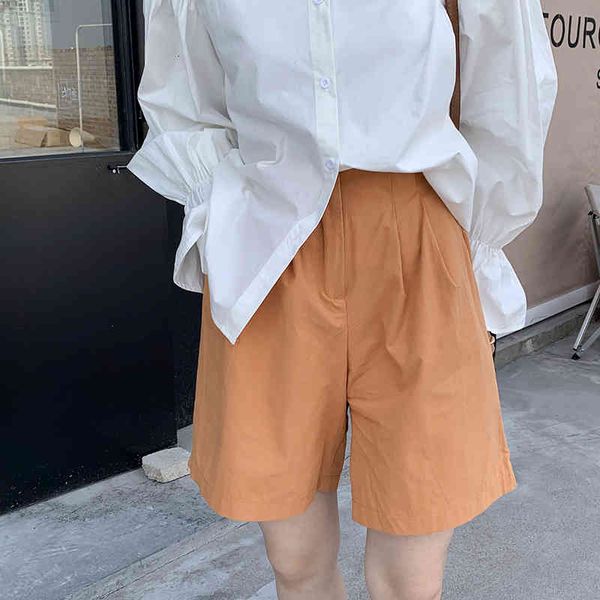 

women's shorts hzirip waist high leg warm slender chic female all-match loose casual line streetwear solid fashion shorts u5h9, White;black