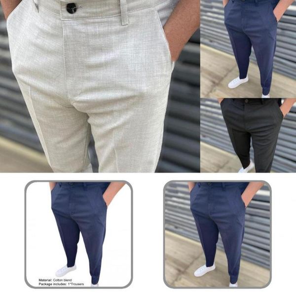 

men's pants straight simple wash-and-wear long trousers zipper male for daily wear, Black