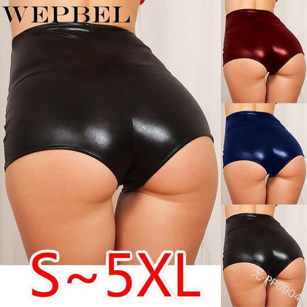 

women's shorts wepbel charming women vogue black pu faux leather ladies fashion high waist stretch short briefs leggings, White;black