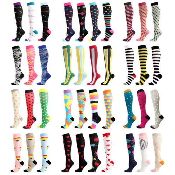 

2021 new multi colored men's and women's sports compression socks are suitable for diabetic varicose veins marathon running and, Black