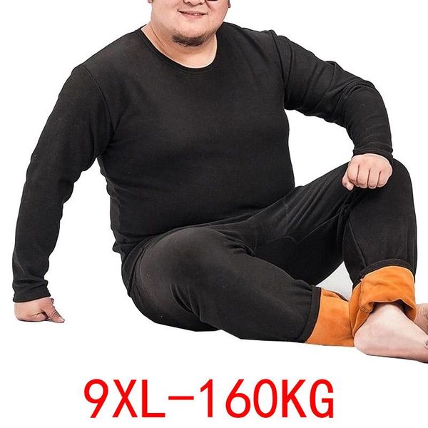 

winter thermal underwear 2xl 5xl 6xl 7xl 8xl 9xl plus size fleece large size men long johns loose elasticity homewear nightwear, Black;brown