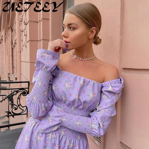 

casual dresses women 2021 autumn vintage elegant dress printed mini a-line flare sleeve elastic aesthetic party vestidos princess, Black;gray