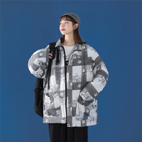 

new 2021 winter parkas printed thick loose warm casual jacket female plus size 4xl 5xl vl60, Black