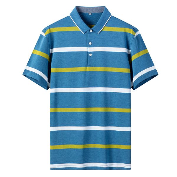 

2021 summer men new arrival short-sleeved loose stripe casual plus size m-7xl men's polo shirt male 5ba7, White;black