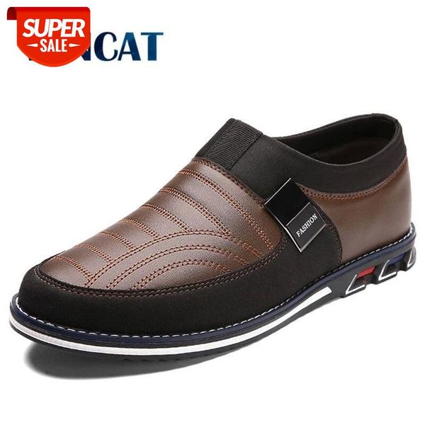 

new brand men shoes leather men's casual shoes breathable slip on men business walking footwear size 48 #8o5o