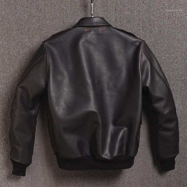 

men's leather & faux genuine cow jacket 2021 men spring autumn mens vintage short cowhide coat real jackets 27402944m02-2 yy524, Black