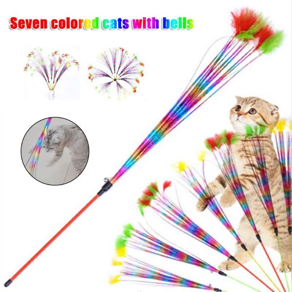 

cat toys feather teaser cats toy wand with bell catcher funny exercise for kitten l9