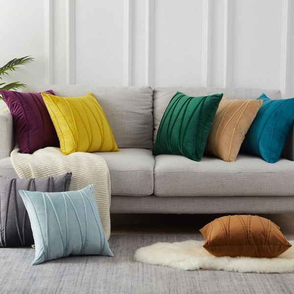 

pillow case soft velvet striped cushion covers nordic throw pillows cover cases decorative pillowcases for home sofa seat chair