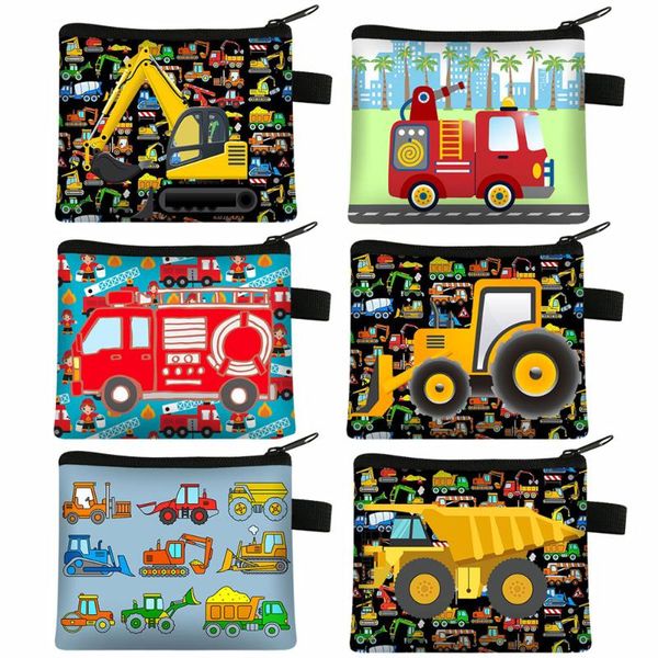 

wallets cute engineering vehicle wallet firetruck car excavator coin purse boys girls small clutch bag key money bags, Red;black