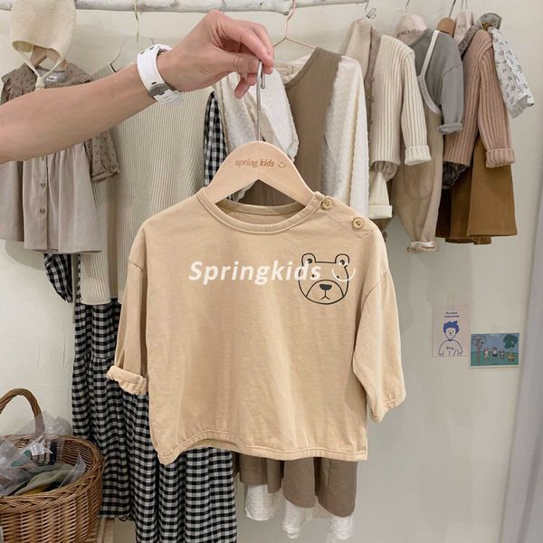 

children's clothing newborn spring soft bear korean t-shirt baby autumn solid color warm skin shirt, Black;white