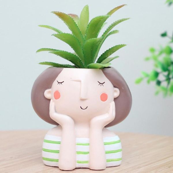 

resin cute girl flowerpot succulent planter bonsai pot mini deskornament