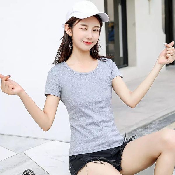 

women black shirt fashion t-shirshirt tees short sleeve, White