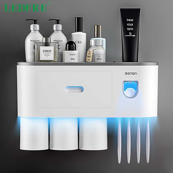 LEDFRE Dentifricio automatico Spremiagrumi Set da parete per uso domestico Non perforato Portaspazzolino da bagno LF71013 210709