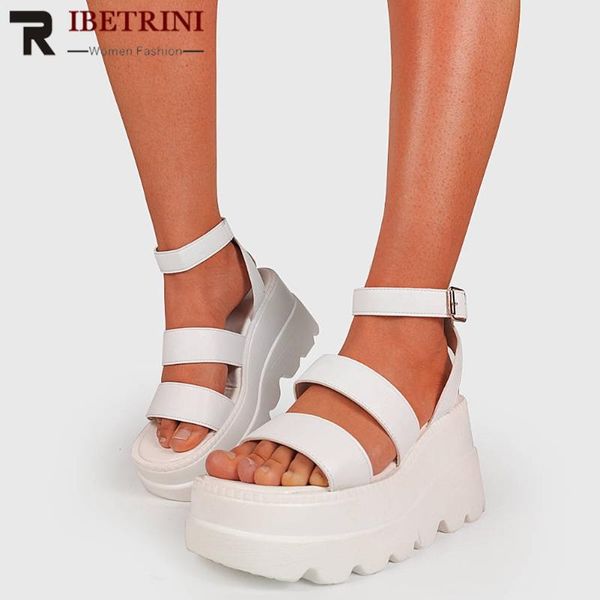 

ribetrini ins new women platform summer shoes women thick bottom high wedges sandals brand design casual buckle sandals, Black