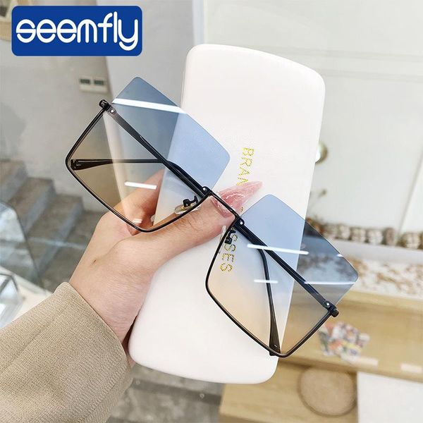 

sunglasses seemfly 2021 half frame women metal trimmed sun glasses men driving vintage shades goggle eyewear uv400, White;black