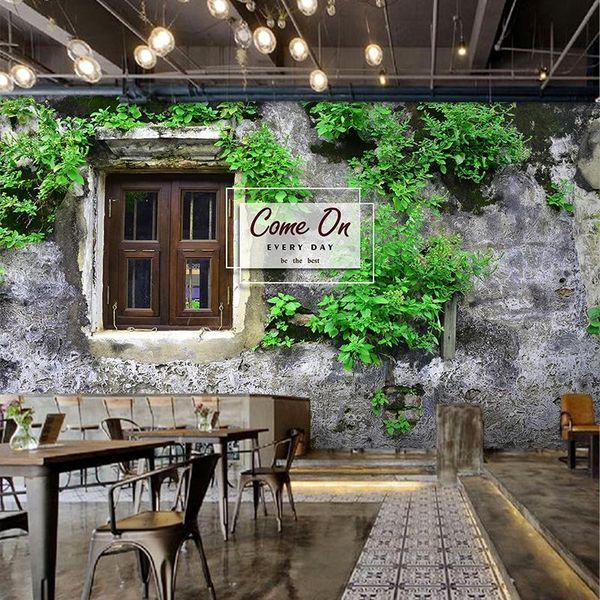 

wallpapers 3d plant landscape retro brick wall vines fresh background decoration mural office gym dining bar wallpaper